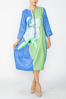 IC Collection Art Bloom Zip-Front Dress-7888D