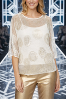 Frank Lyman Sheer Scoop Neck Pullover-266120