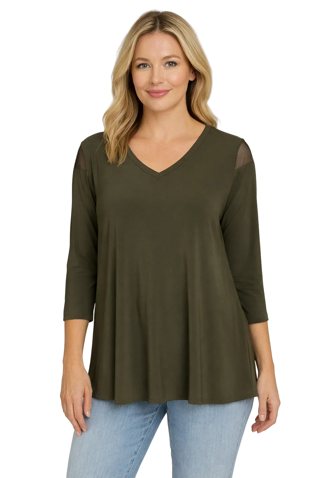 BY JJ Mesh Cutout V-Neck Top – IT-106
