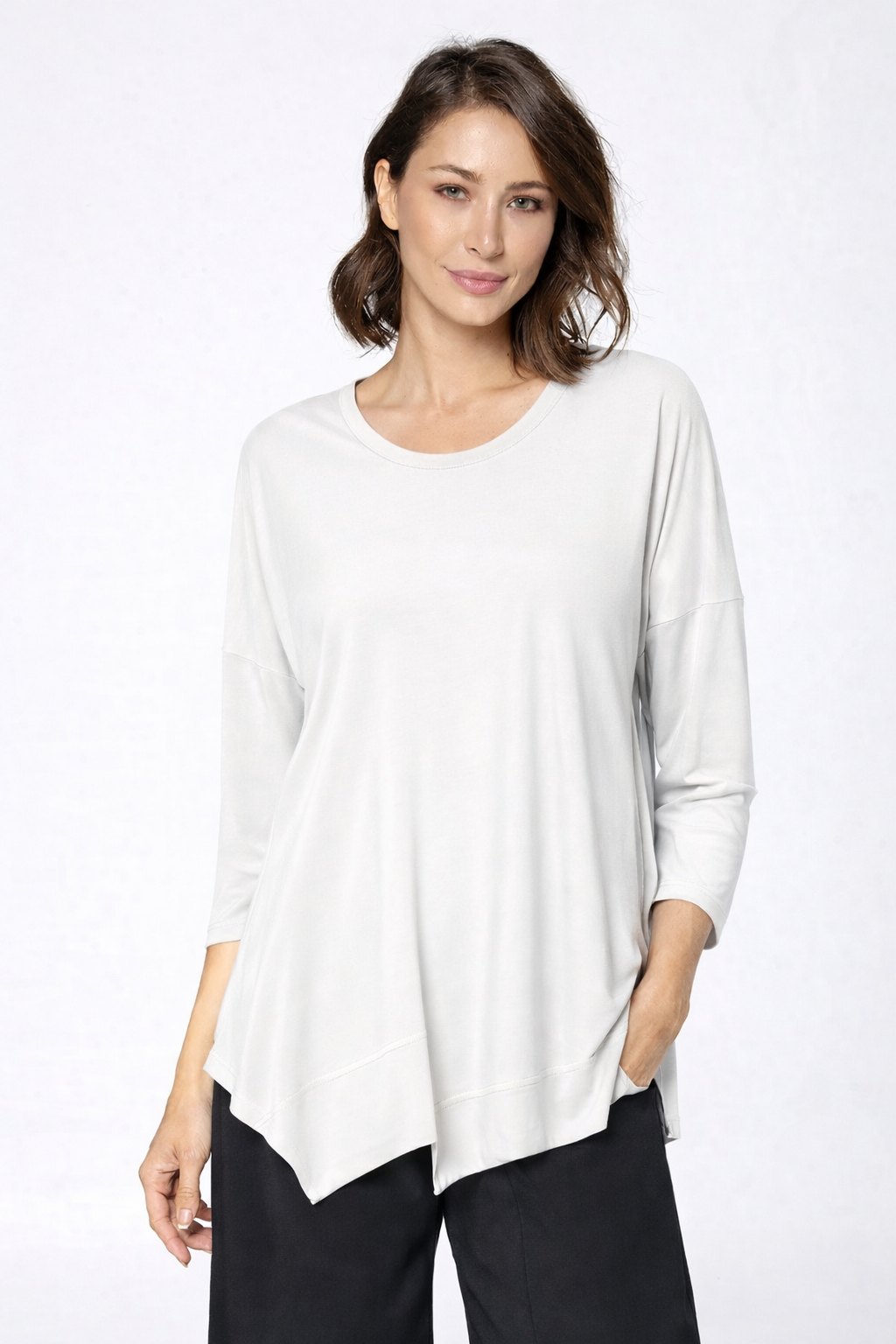 By JJ Asymmetric Hem Long Sleeve Tunic-IT-101C