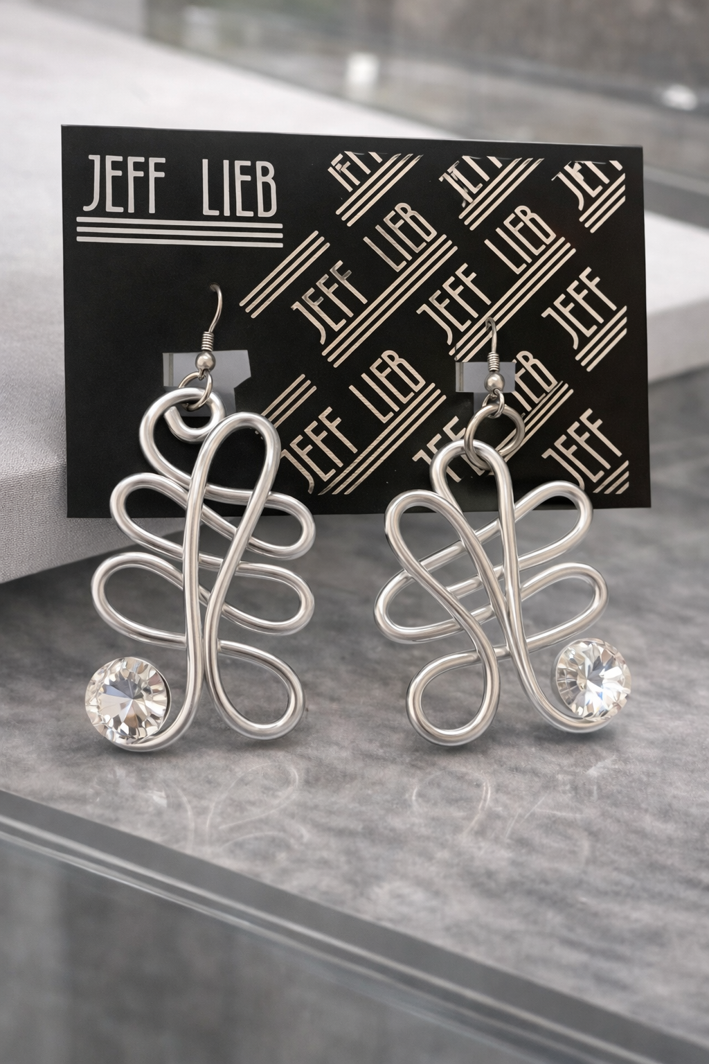 Jeff Lieb Modern Sculptural Silver Wire Statement Earrings-9050
