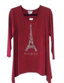 Gardy Rhinestone Paris Graphic Asymmetrical Top-8200