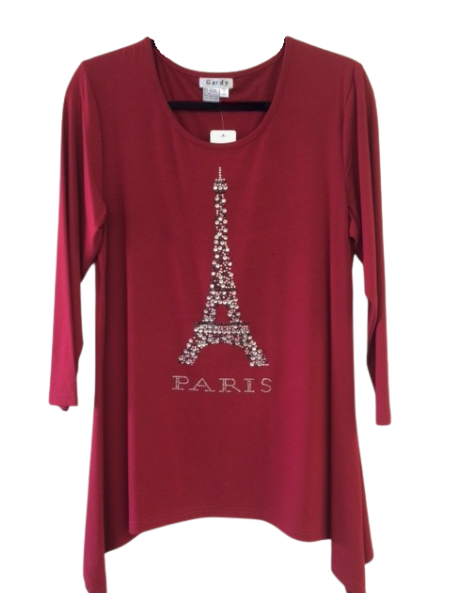 Gardy Rhinestone Paris Graphic Asymmetrical Top-8200