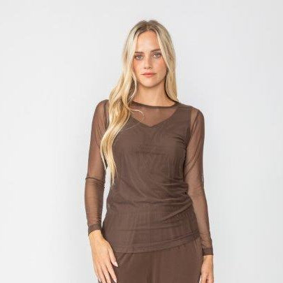 Long Sleeve Mesh Top 8454T