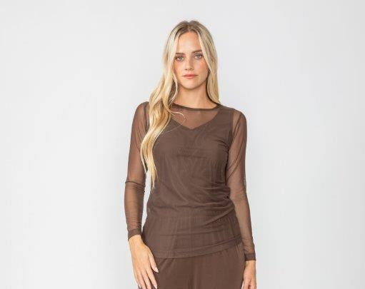 Long Sleeve Mesh Top 8454T