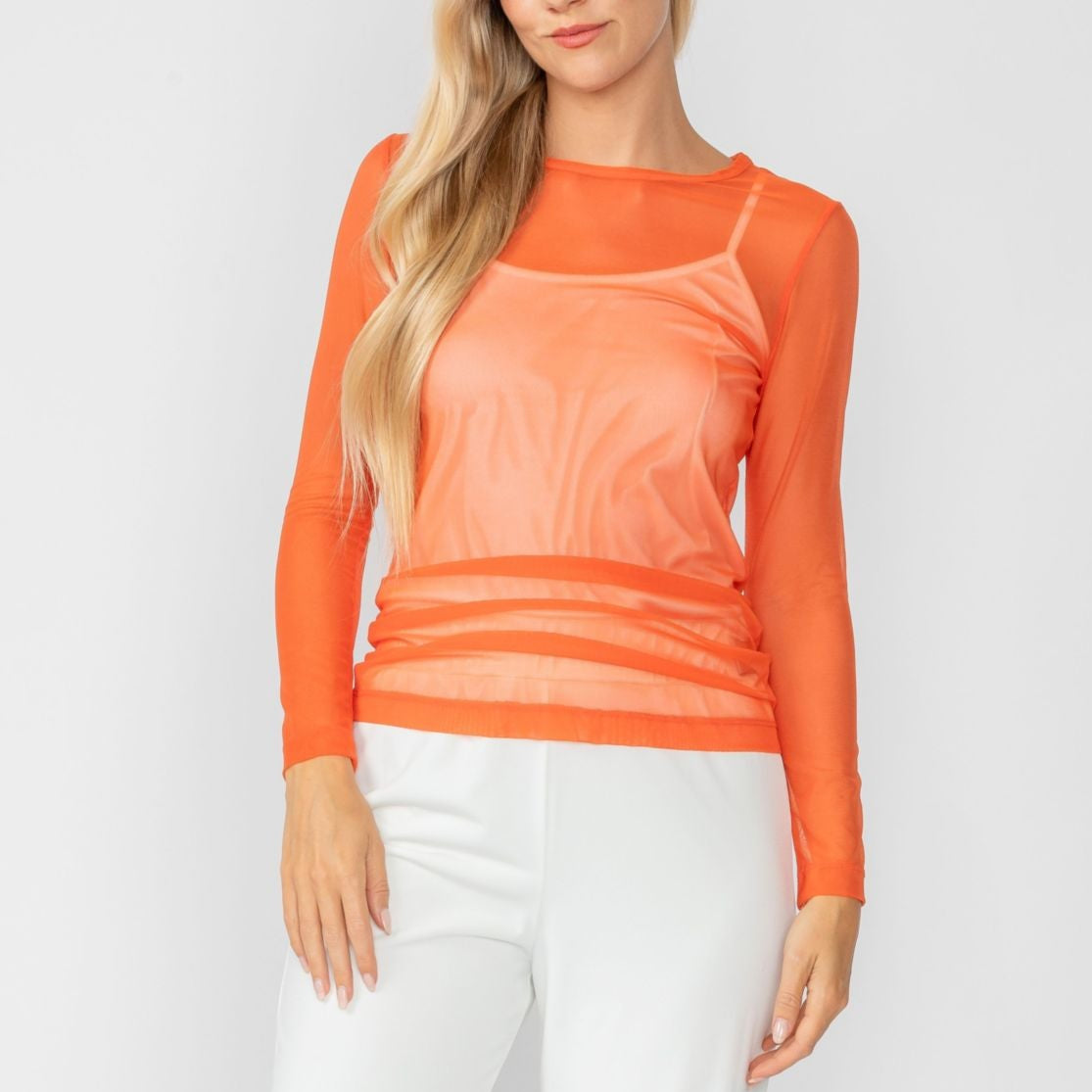 Long Sleeve Mesh Top 8454T