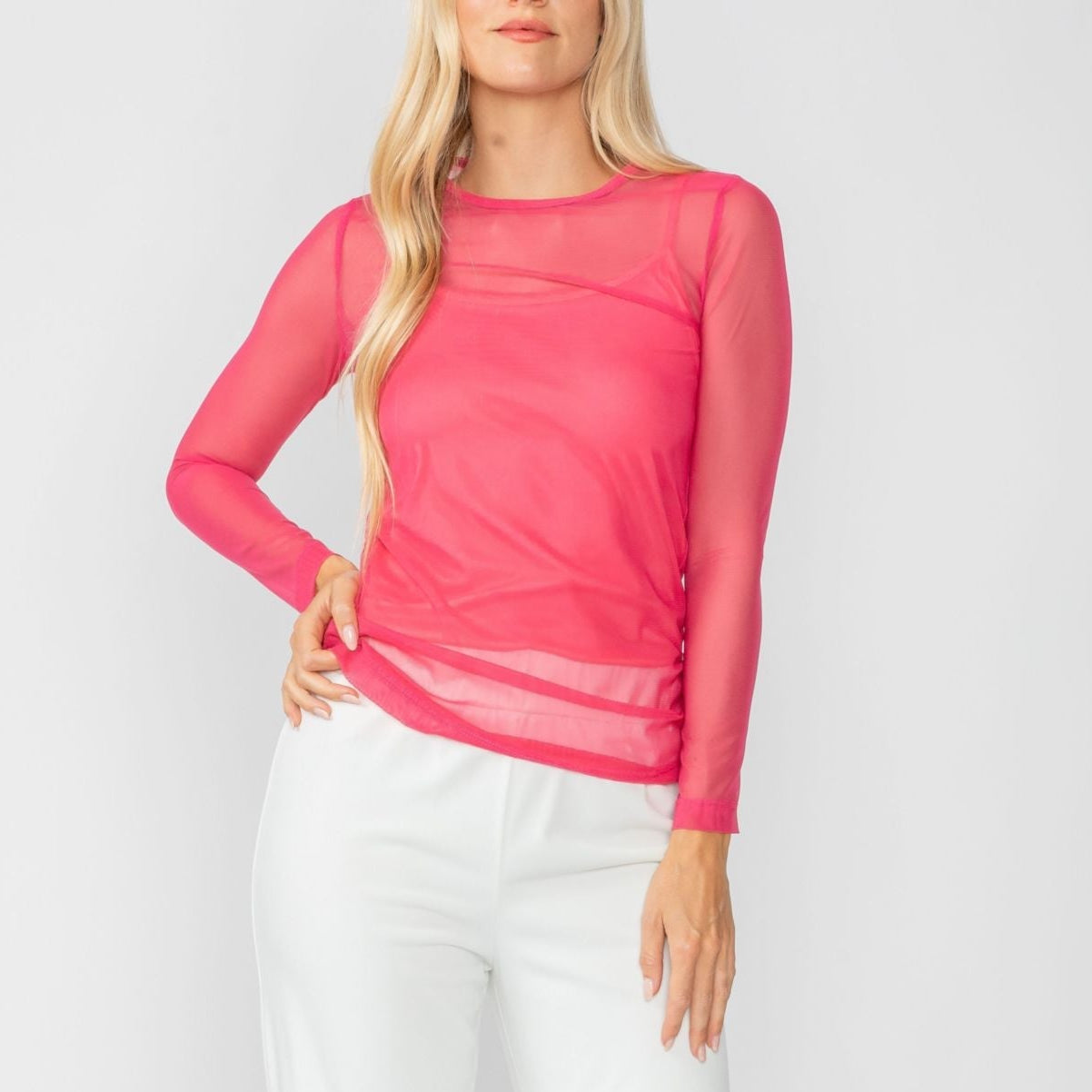 Long Sleeve Mesh Top 8454T