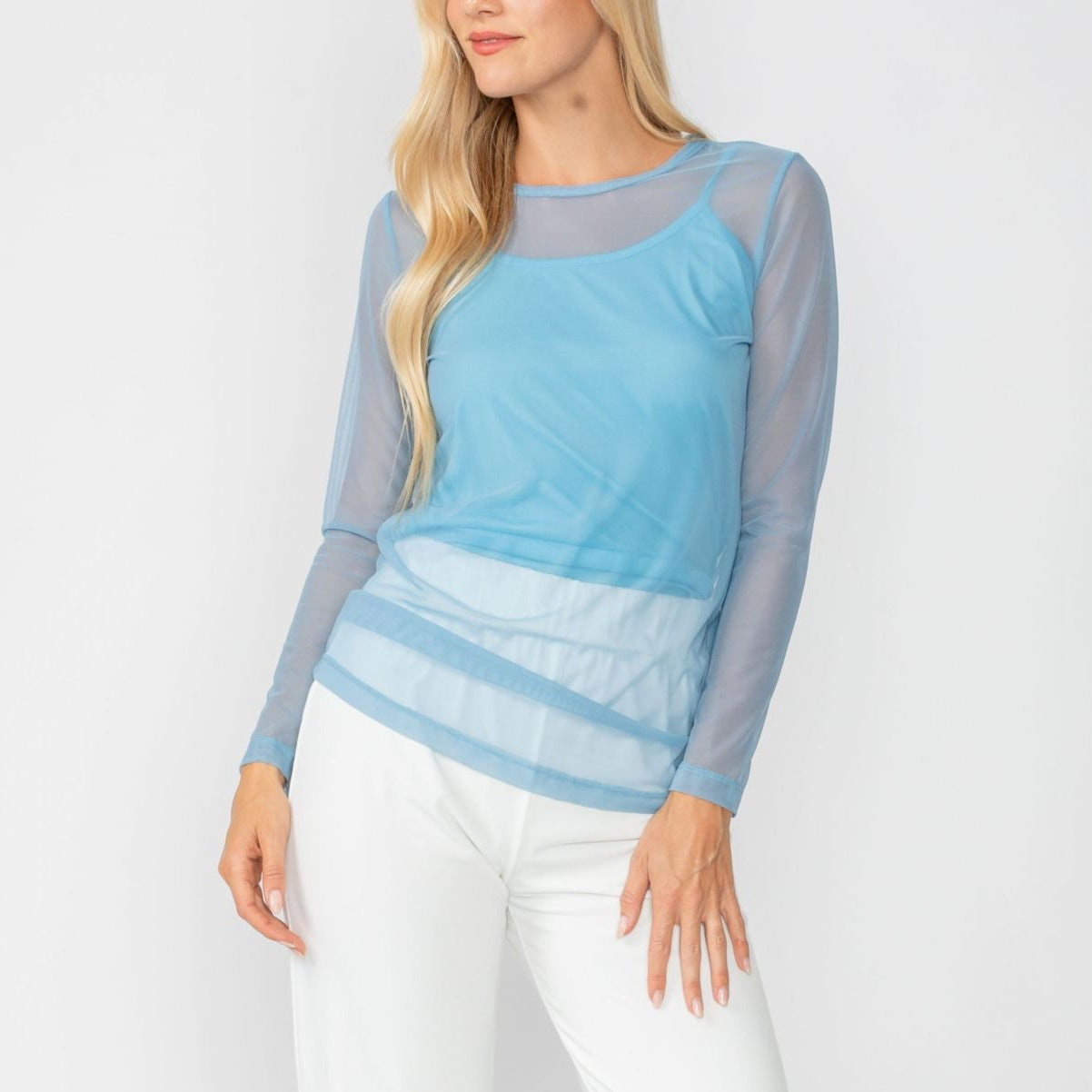 Long Sleeve Mesh Top 8454T