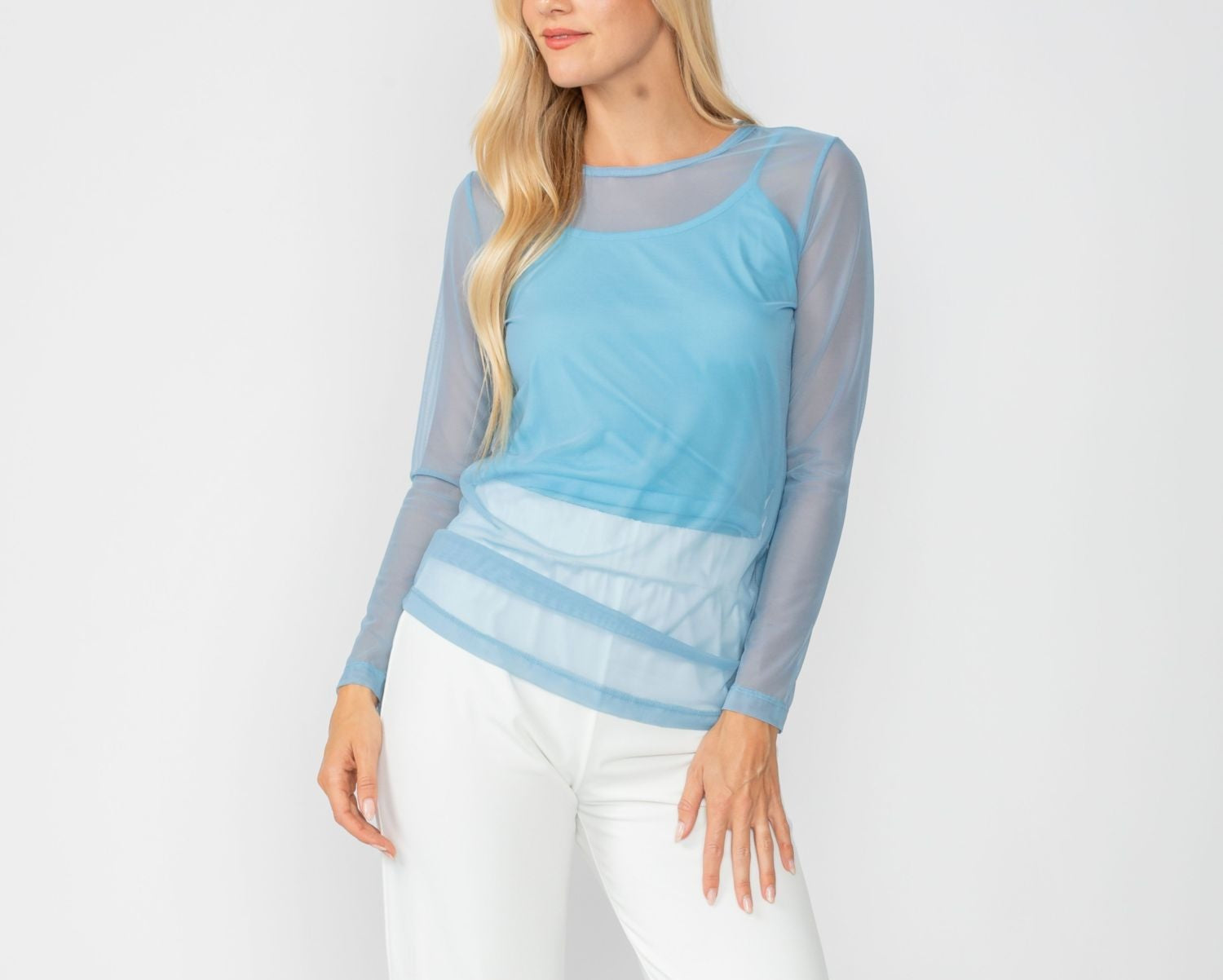 Long Sleeve Mesh Top 8454T