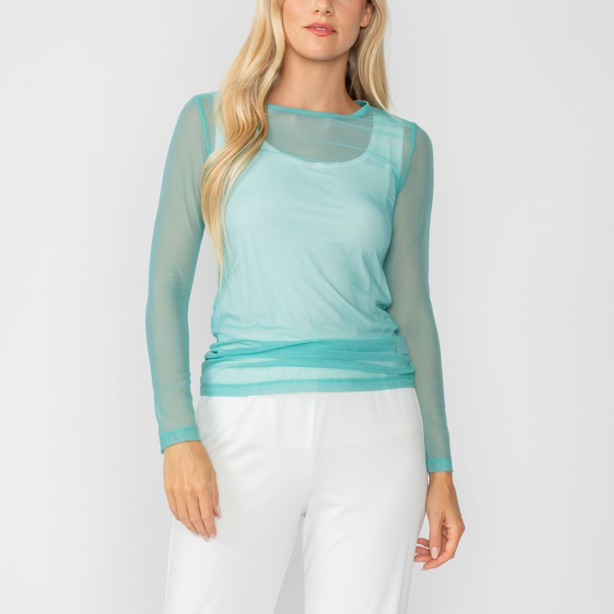 Long Sleeve Mesh Top 8454T