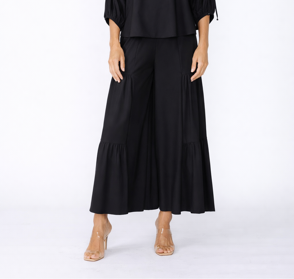 IC Collection Shirring Layered Wide-Leg Pants-7632P
