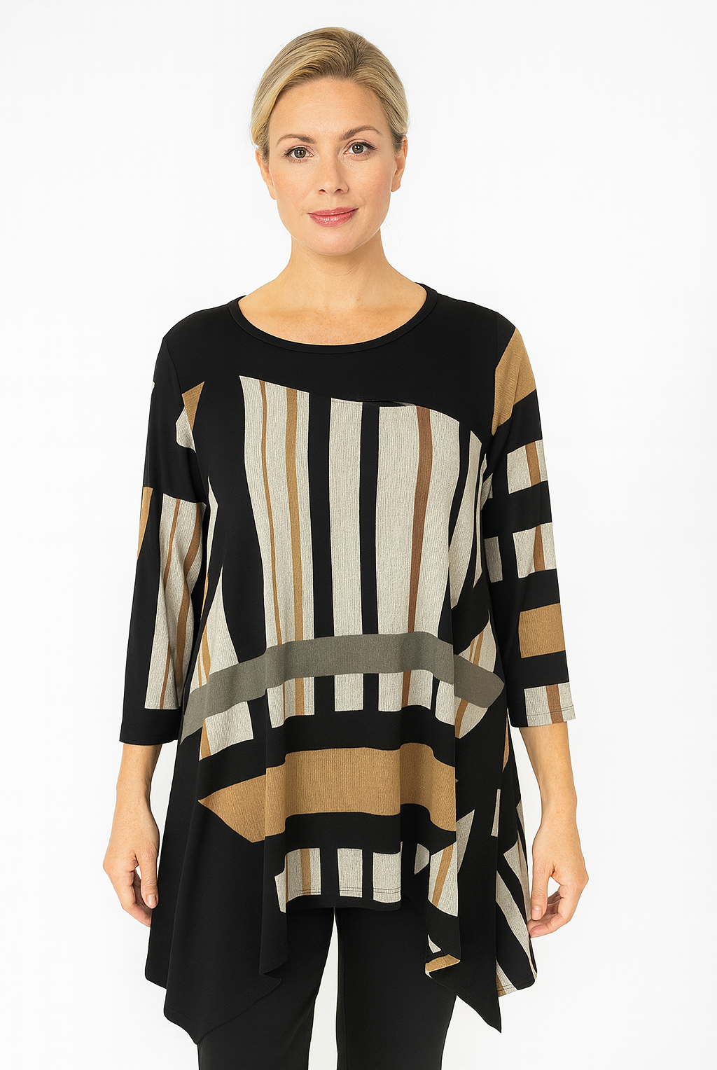 IC Collection Stripe Asymmetrical Tunic Top | Unique Apparel USA