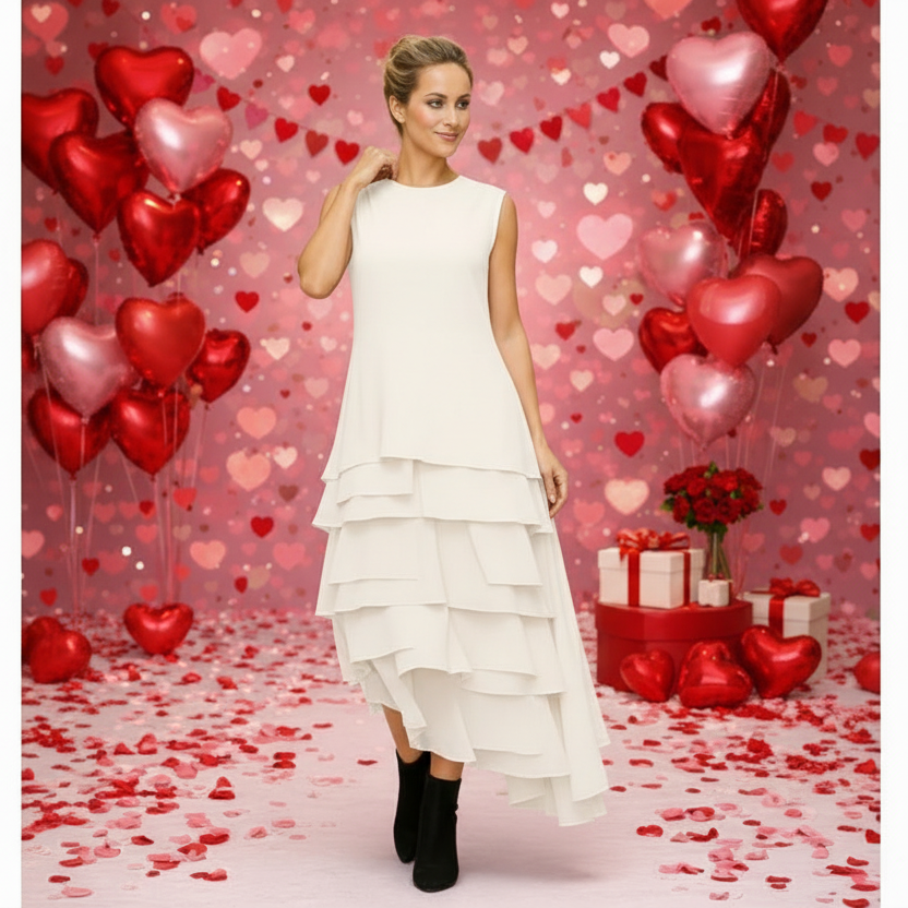 IC Collection "Luna" Ruffle Dress-7236D-DUP