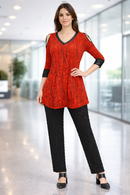 IC Collection V-Neck Open Shoulder Top-7860T