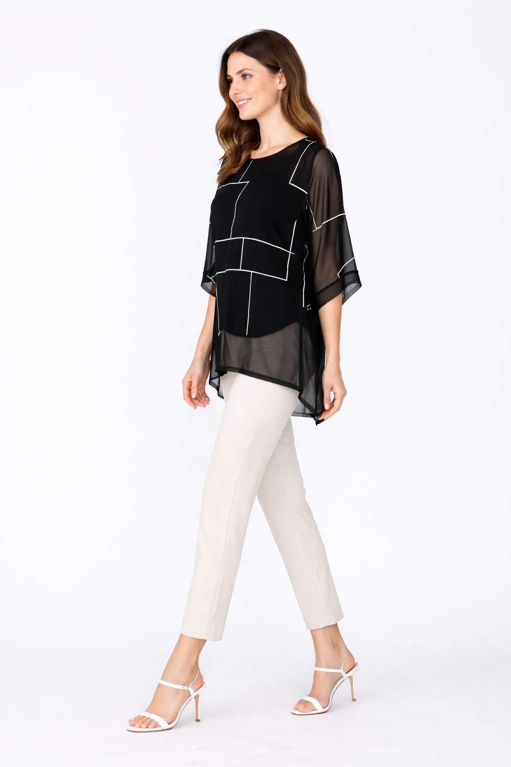 IC Collection Geometric Sheer Overlay Tunic-7785T