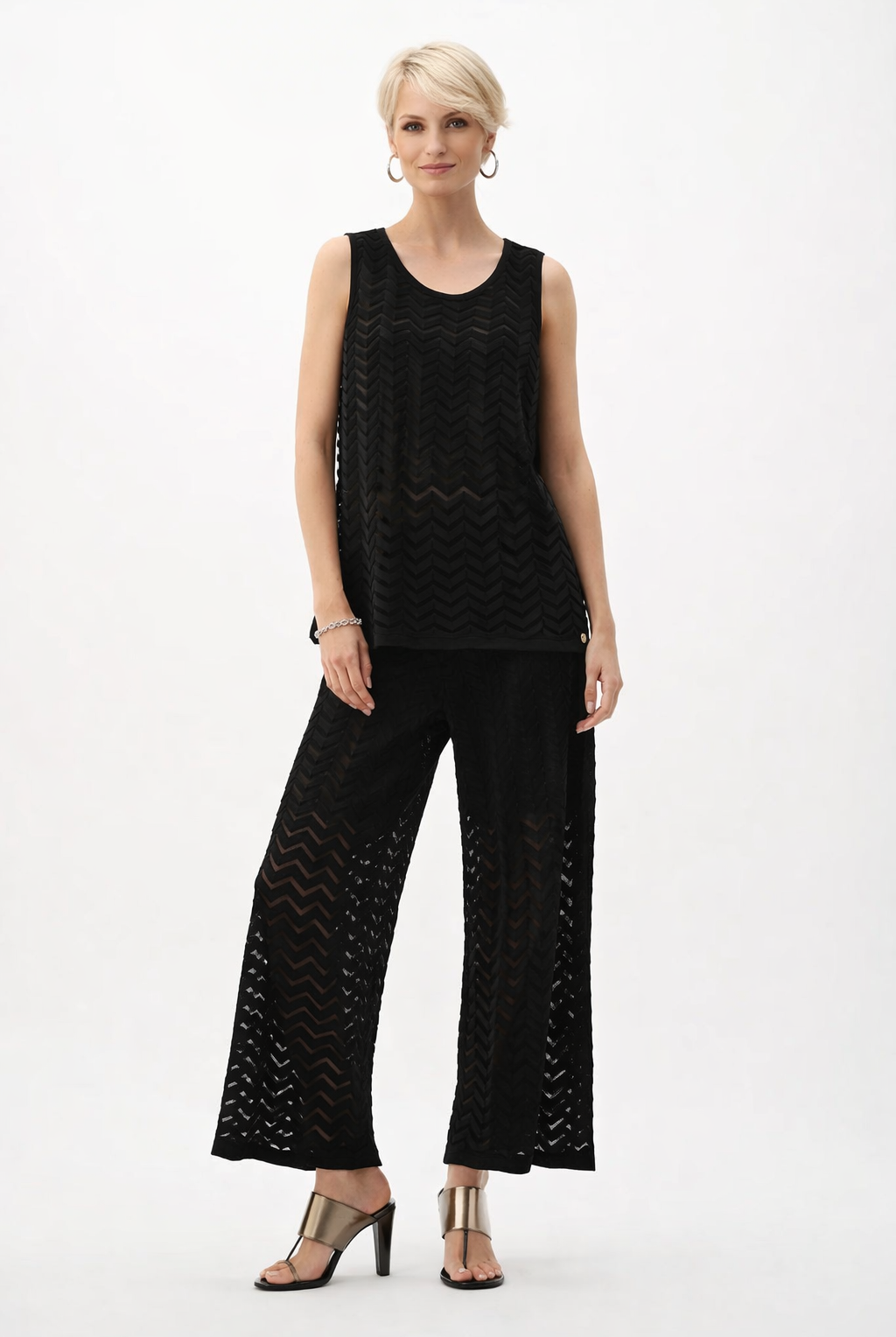 Joseph Ribkoff Viscose Jacquard Knit Chevron Stitch Tunic | Unique Apparel USA