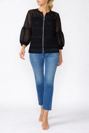 IC Collection Mesh Zip-Front Dolman Sleeve Jacket-7500J