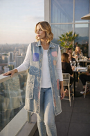 Frank Lyman Patch Denim Sleeveless Long Vest- 266599