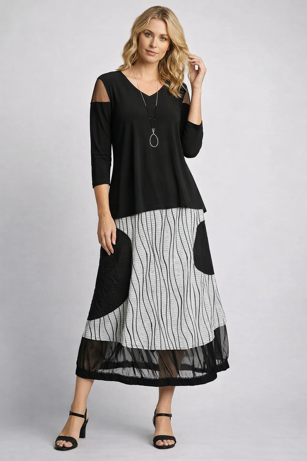 IC Collection Skirt With Mesh Detail-7793S