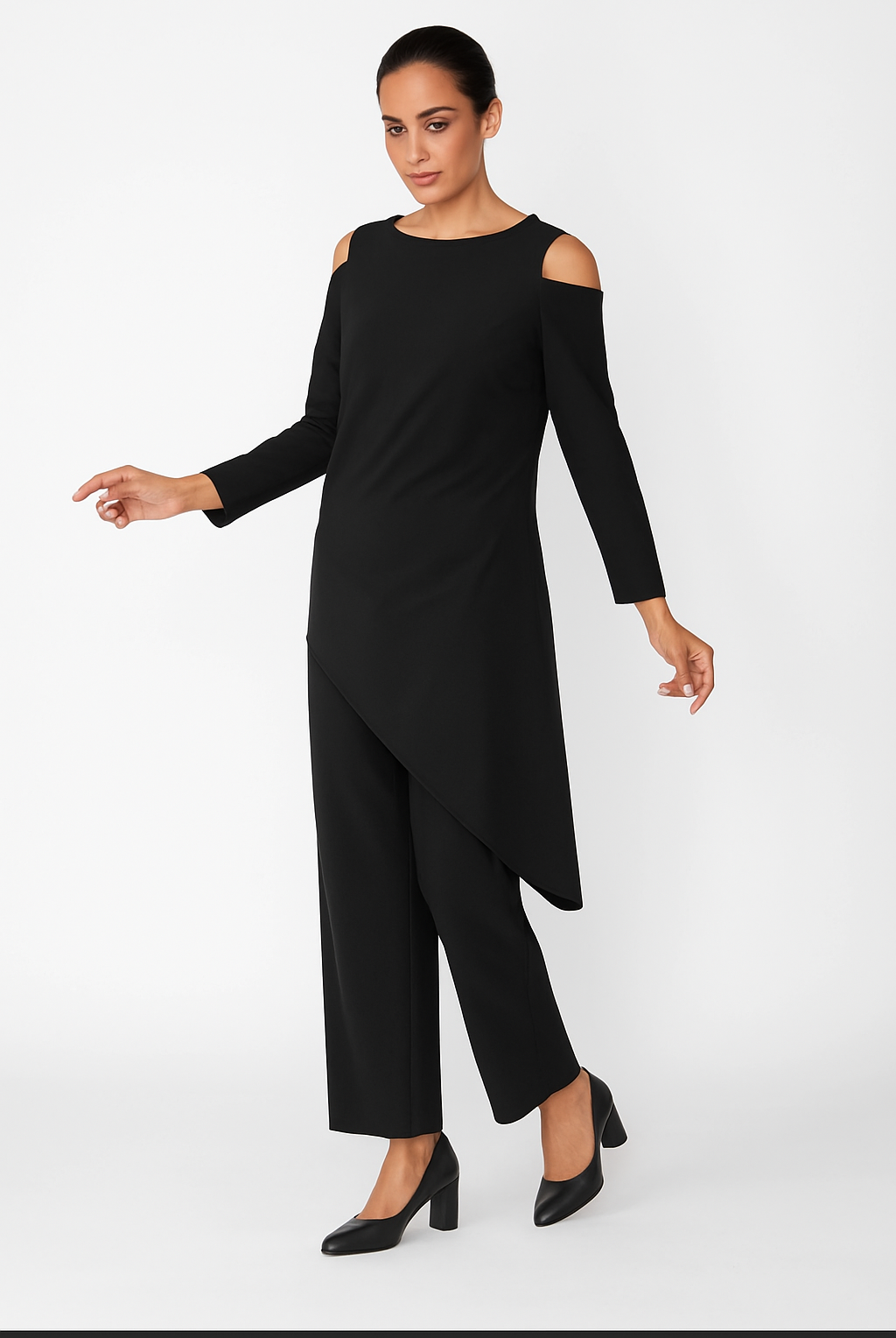Cold Shoulder Asymmetrical Top 6442T | Unique Apparel USA