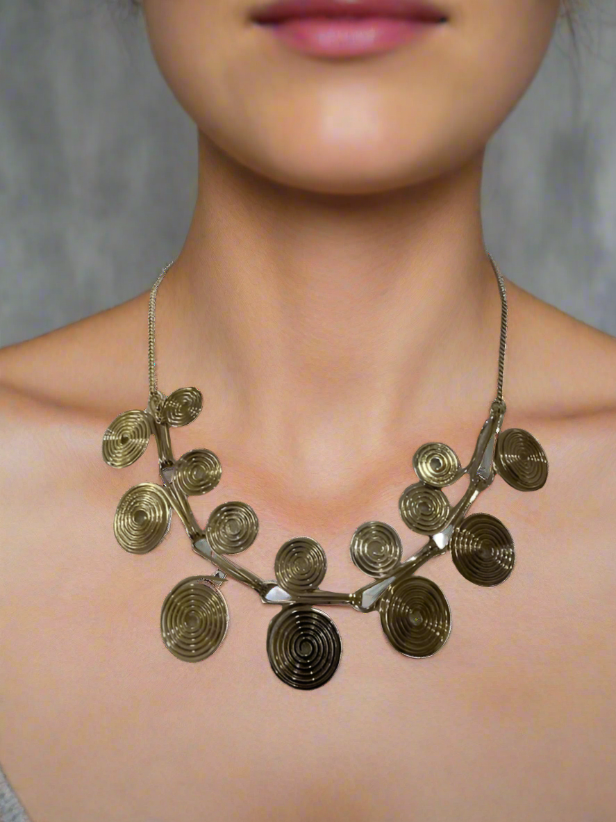 Golden Spiral Statement Necklace-4449