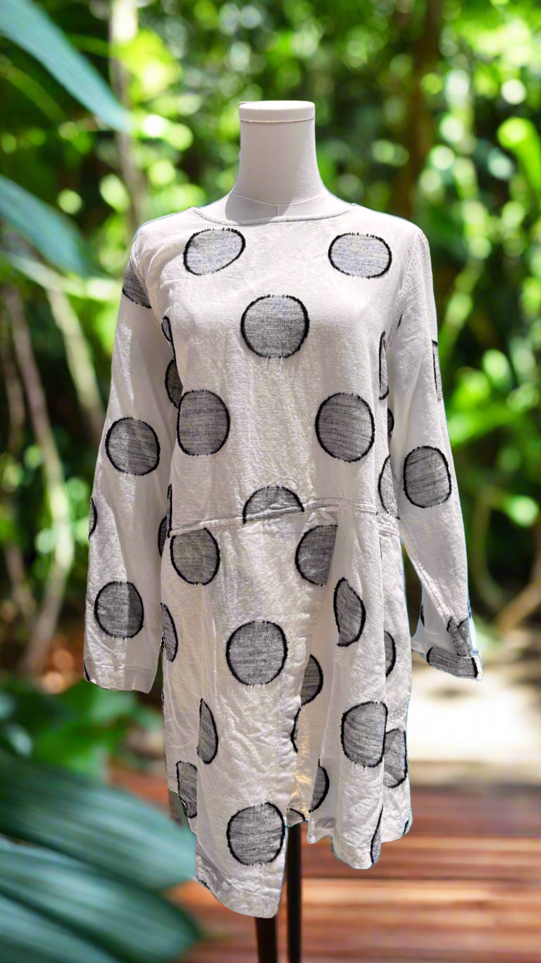 Cheyenne Linen Polka Dot Top-0892