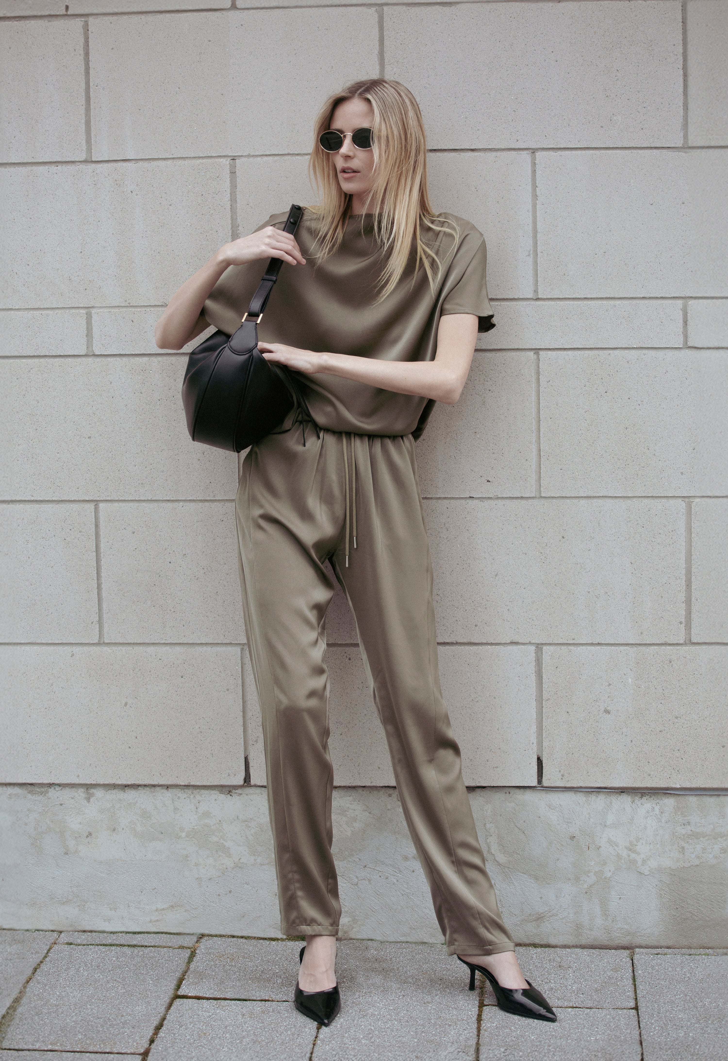 Amanda Maria Satin Drawstring Pant-001P