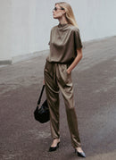 Amanda Maria Satin Drawstring Pant-001P