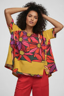 Alembika Bouquet Marigold Trapeze Top-ST634B