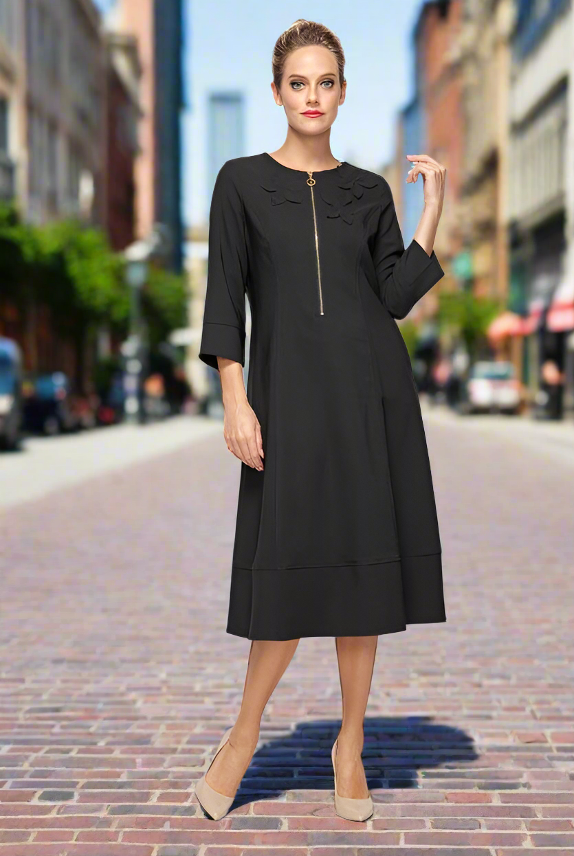 IC Collection Celine Zipper Dress-6783D-DUP1 | Unique Apparel USA