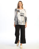 Jess & Jane Bouclé Mesh Contrast Tunic-BC4-2199-TANGO