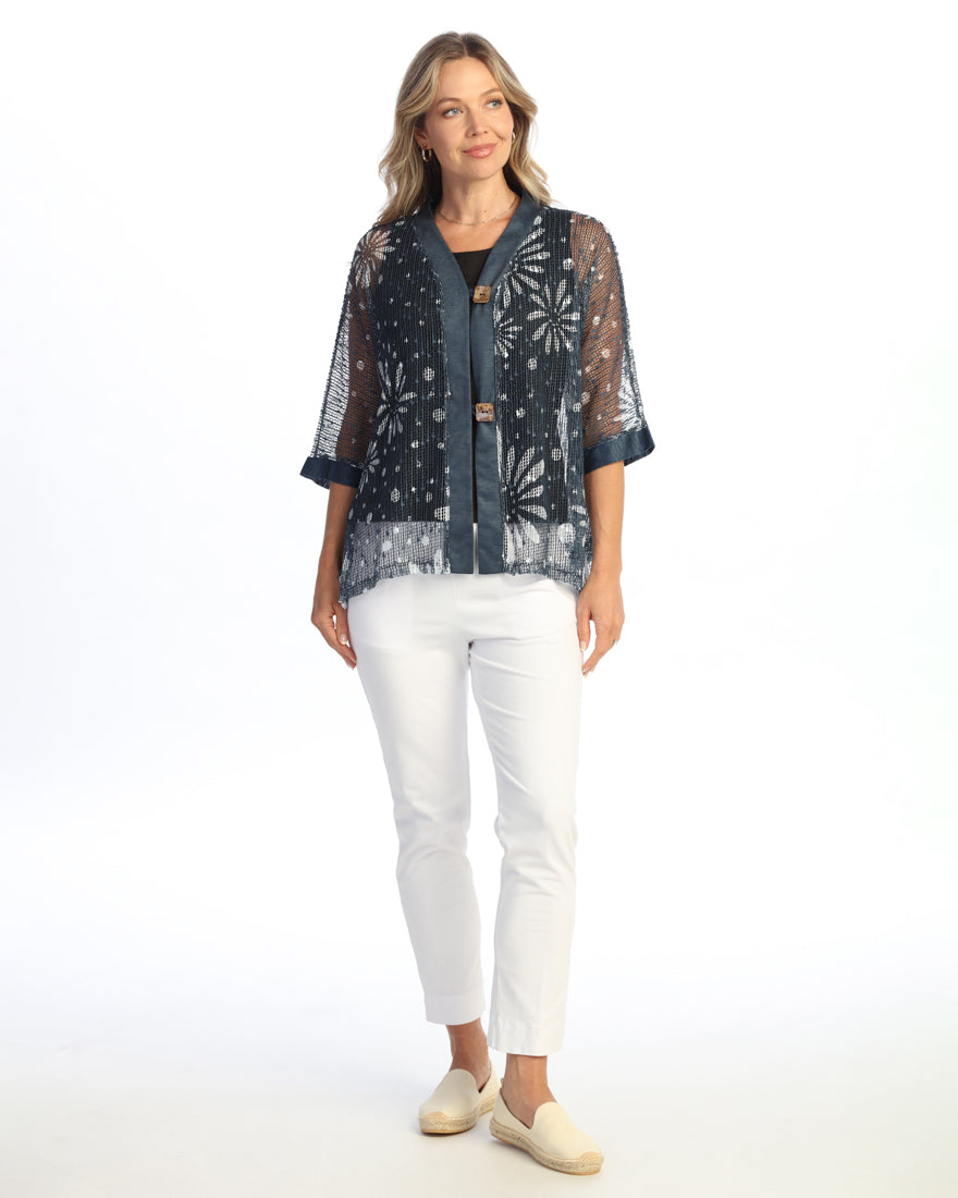 Jess and Jane Bouclé Mesh Two-Button Cardigan-BC8-2182-EVANGELINE