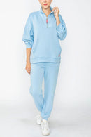 IC Collection Quarter-Zip Relaxed Pullover Top-C1050TB