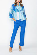 IC Collection Abstract Patchwork Collarless Jacket-C1095J