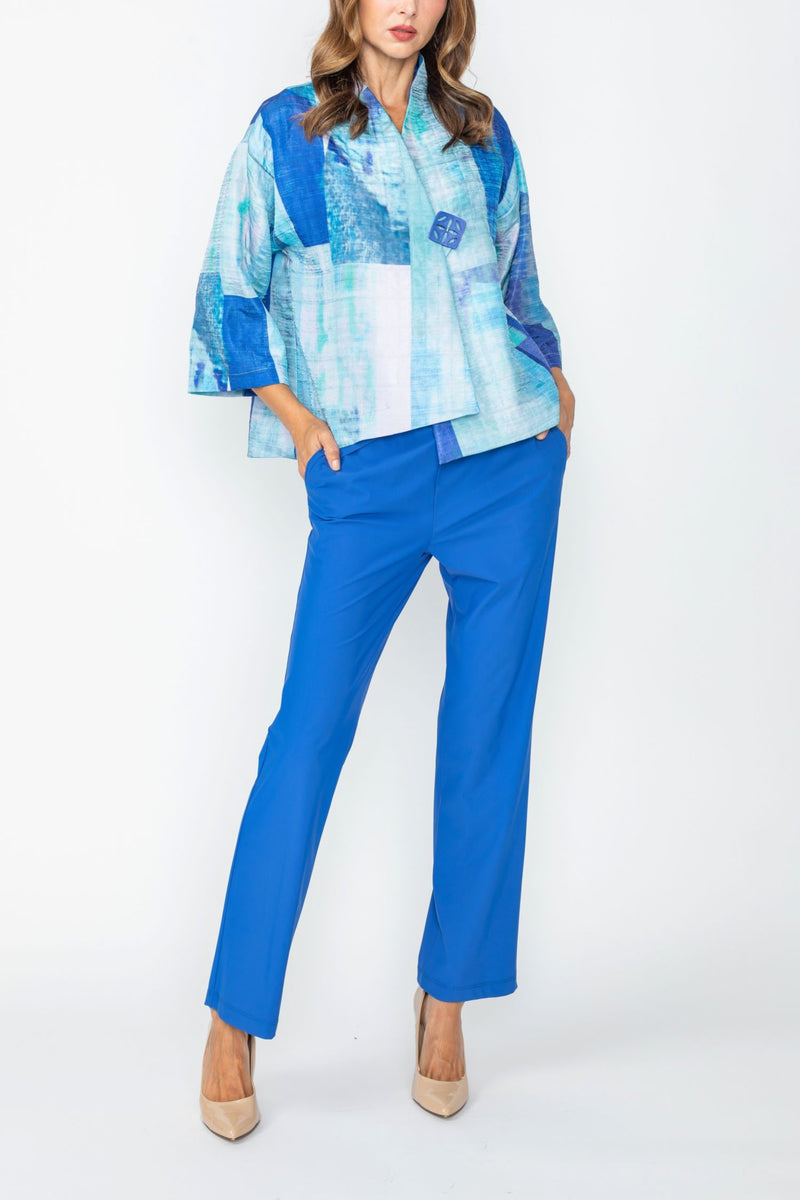 IC Collection Abstract Patchwork Collarless Jacket-C1095J