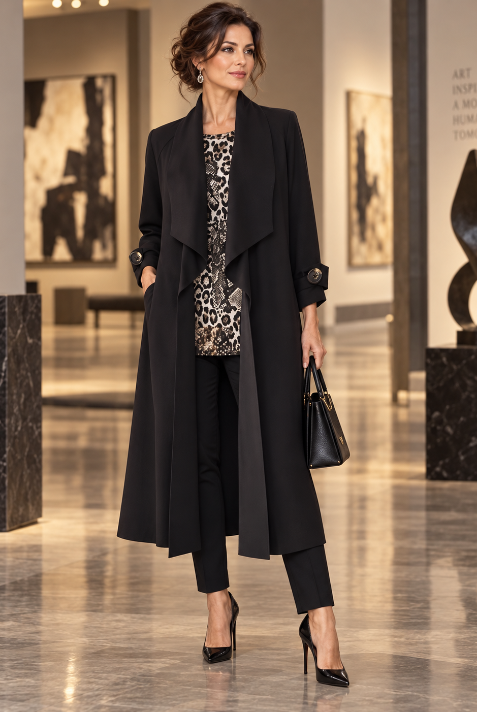 IC Collection Long Open Front Jacket-IC-4585J