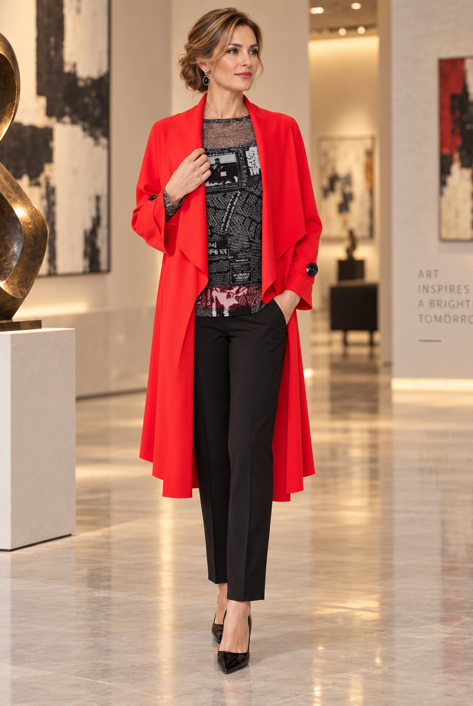 IC Collection Long Open Front Jacket-IC-4585J, view 2