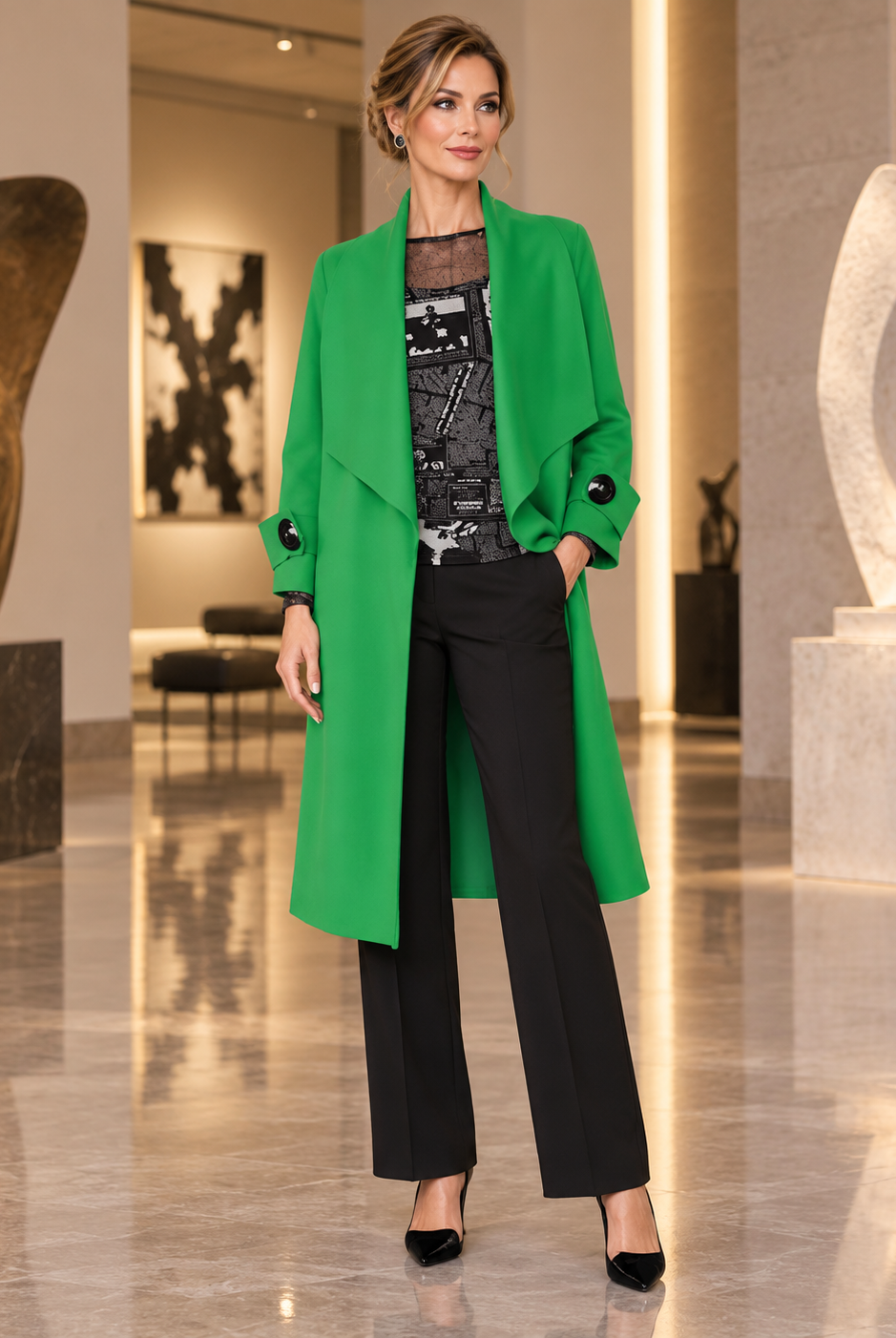 IC Collection Long Open Front Jacket-IC-4585J, view 3