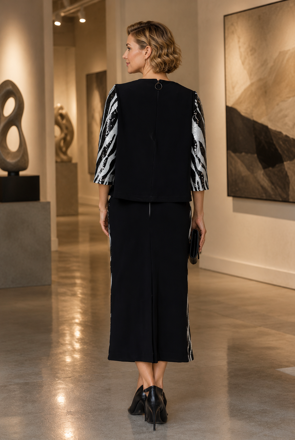 IC Collection Sequin Pencil Skirt-8071S, view 5