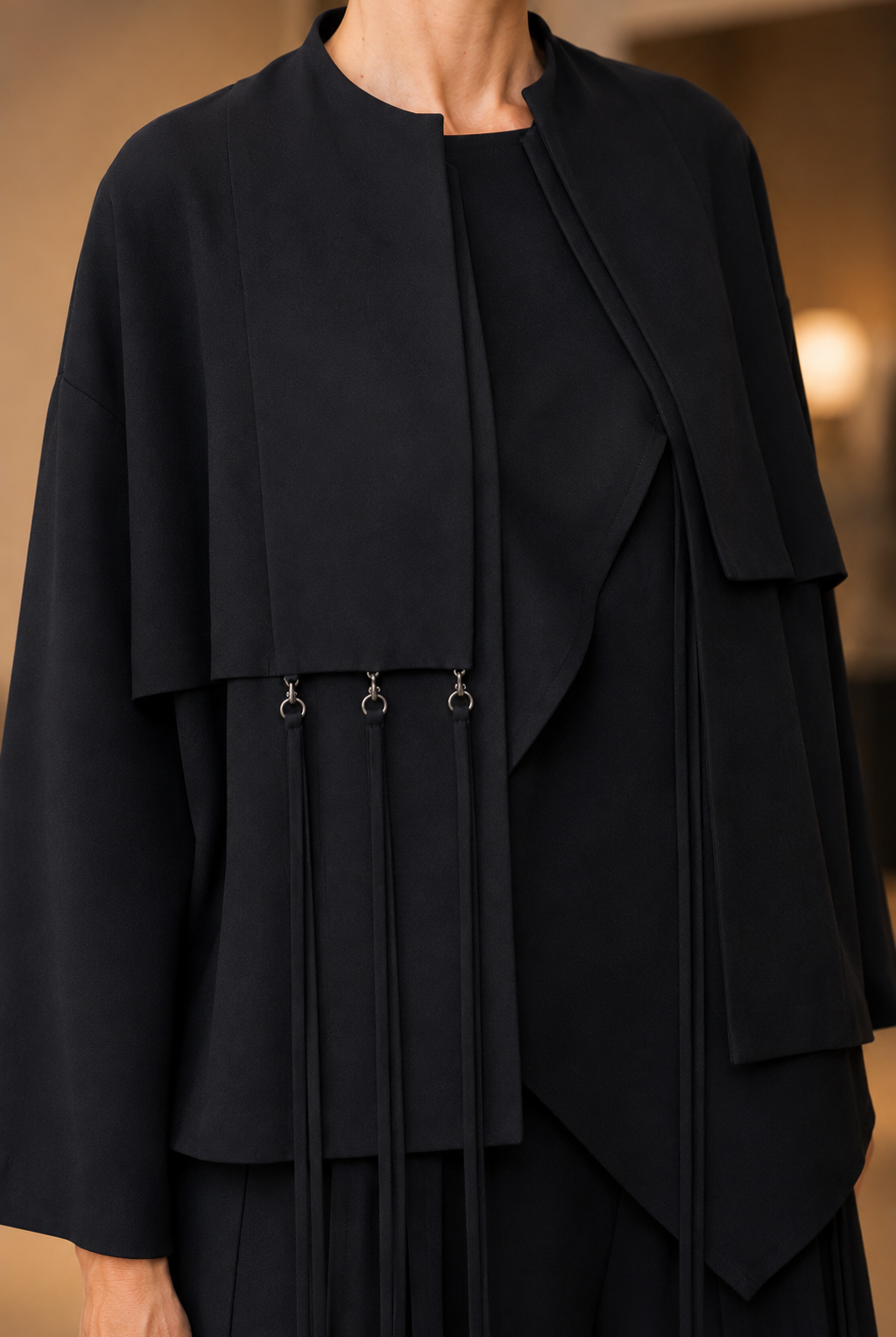 IC Collection Crop Fringe Jacket-7959J, view 4