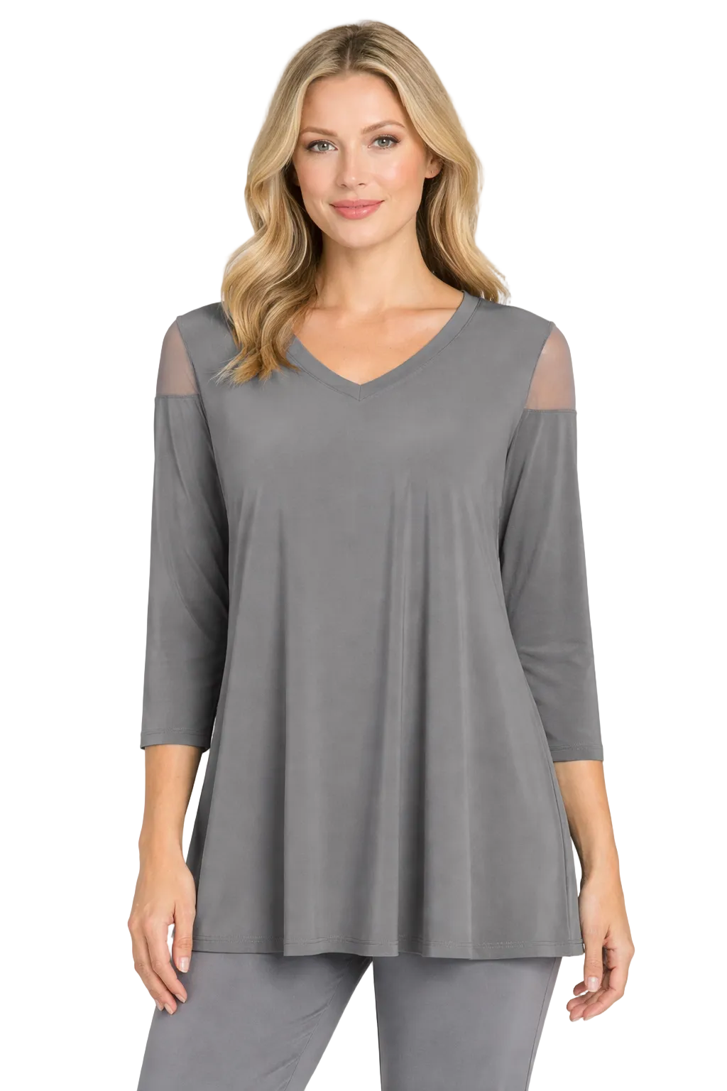 BY JJ Mesh Cutout V-Neck Top – IT-106