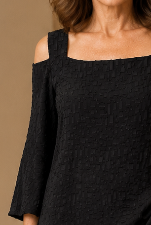 By JJ Cold-Shoulder Asymmetrical Tunic Top-061T, view 2