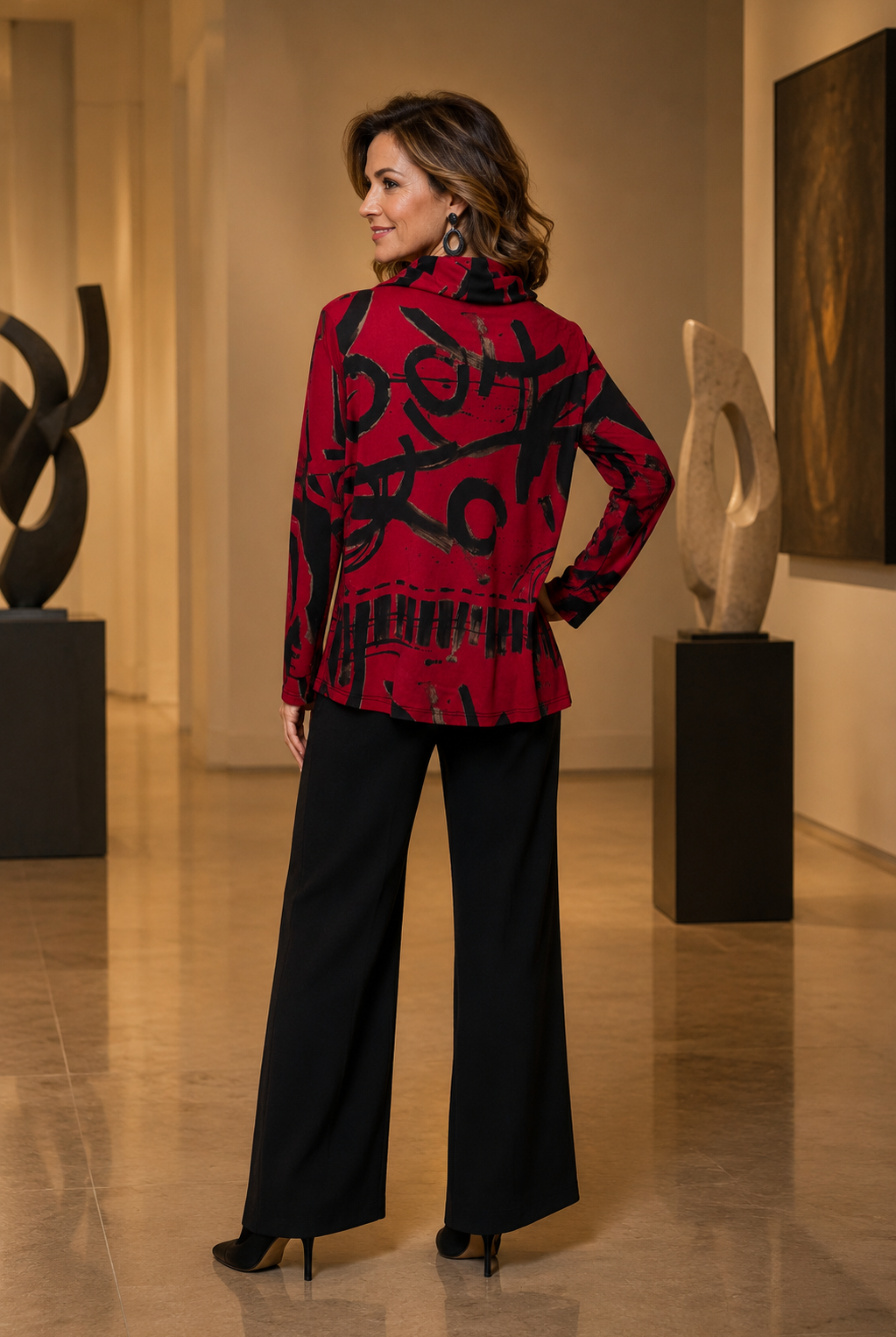 By JJ Abstract Cowl-Neck Topper-IP-406, view 5