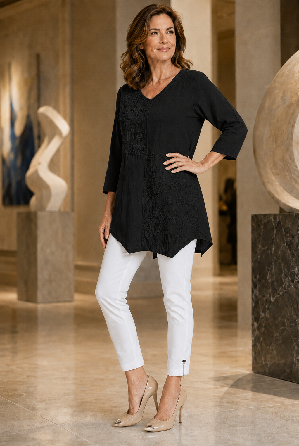 By JJ Embroidered Patchwork Tunic Top-V-403, view 2