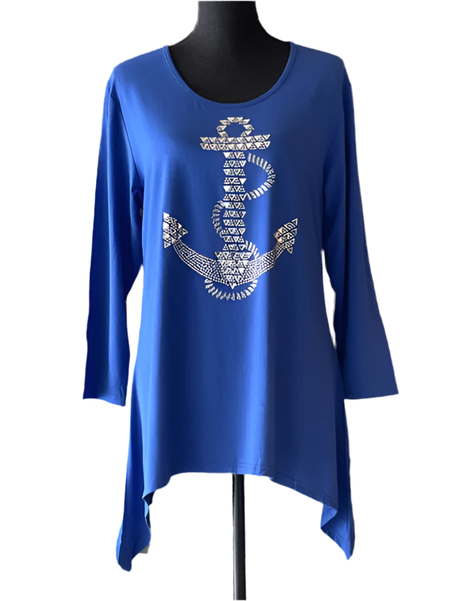 Gardy Rhinestone Anchor Graphic Tunic-2693