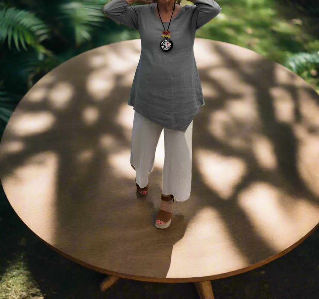 Khangura Linen Top-44817-ARTICHOKE