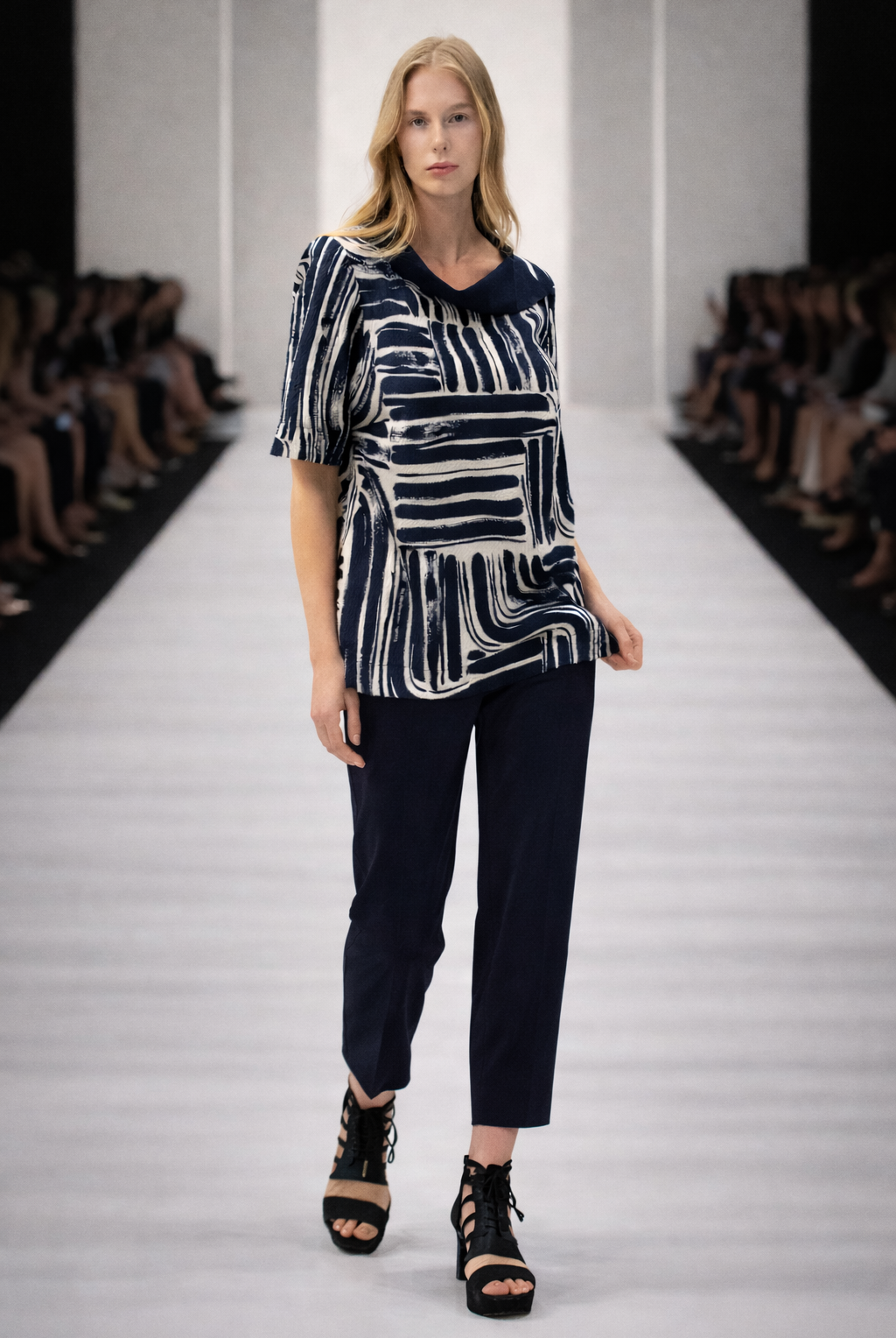 Joseph Ribkoff Seersucker Geo Print Top | Unique Apparel USA