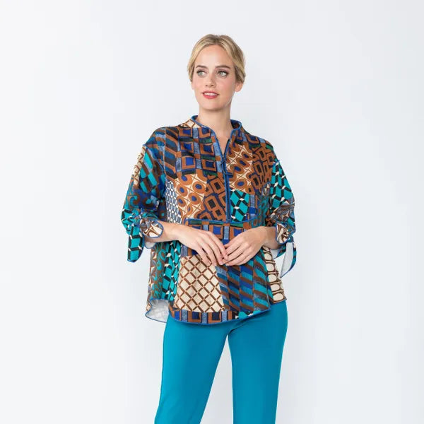 IC Collection Funky Half Zip Top-IC-5068T