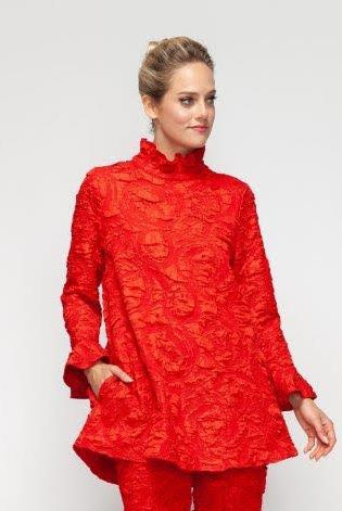 IC Collection Ruffle Collar Embossed Top | Unique Apparel USA