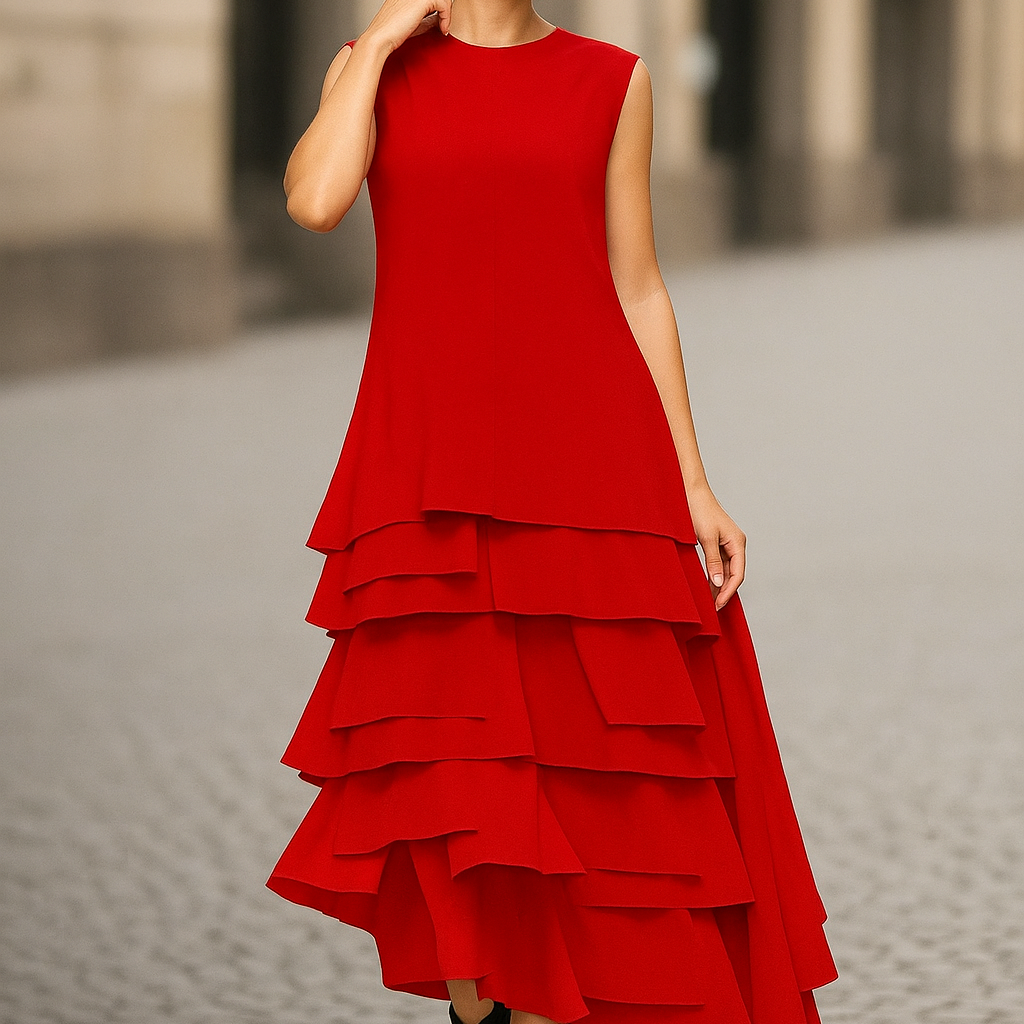 IC Collection-Ruffle Dress-7236D